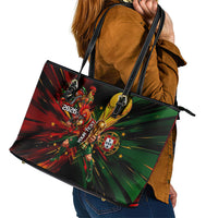 Personalized Portugal Football Champions 2026 Leather Tote Bag Rooster Mascot Comic Trophy Soccer Ball