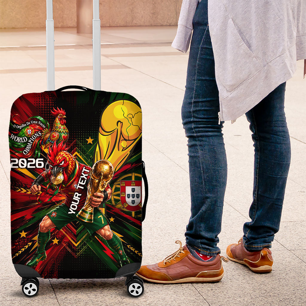 Personalized Portugal Football Champions 2026 Luggage Cover Rooster Mascot Comic Trophy Soccer Ball