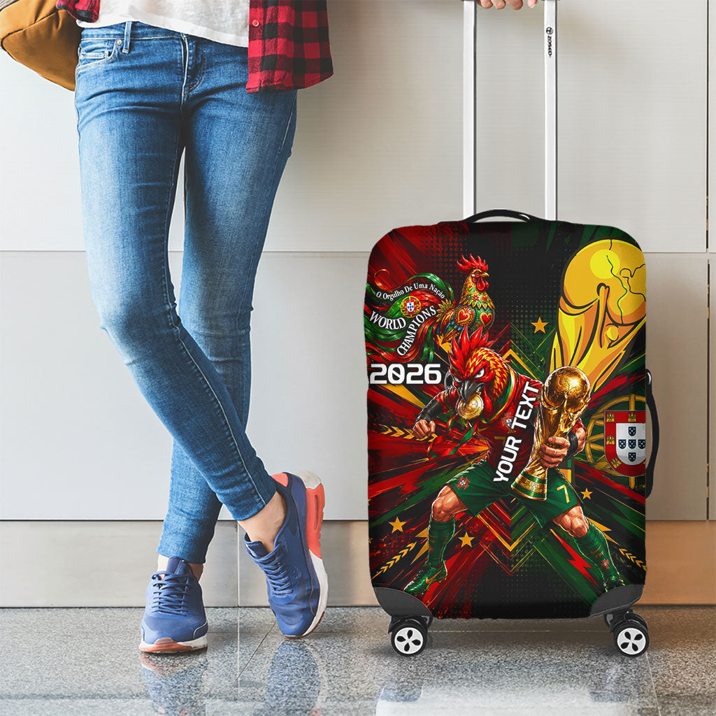 Personalized Portugal Football Champions 2026 Luggage Cover Rooster Mascot Comic Trophy Soccer Ball
