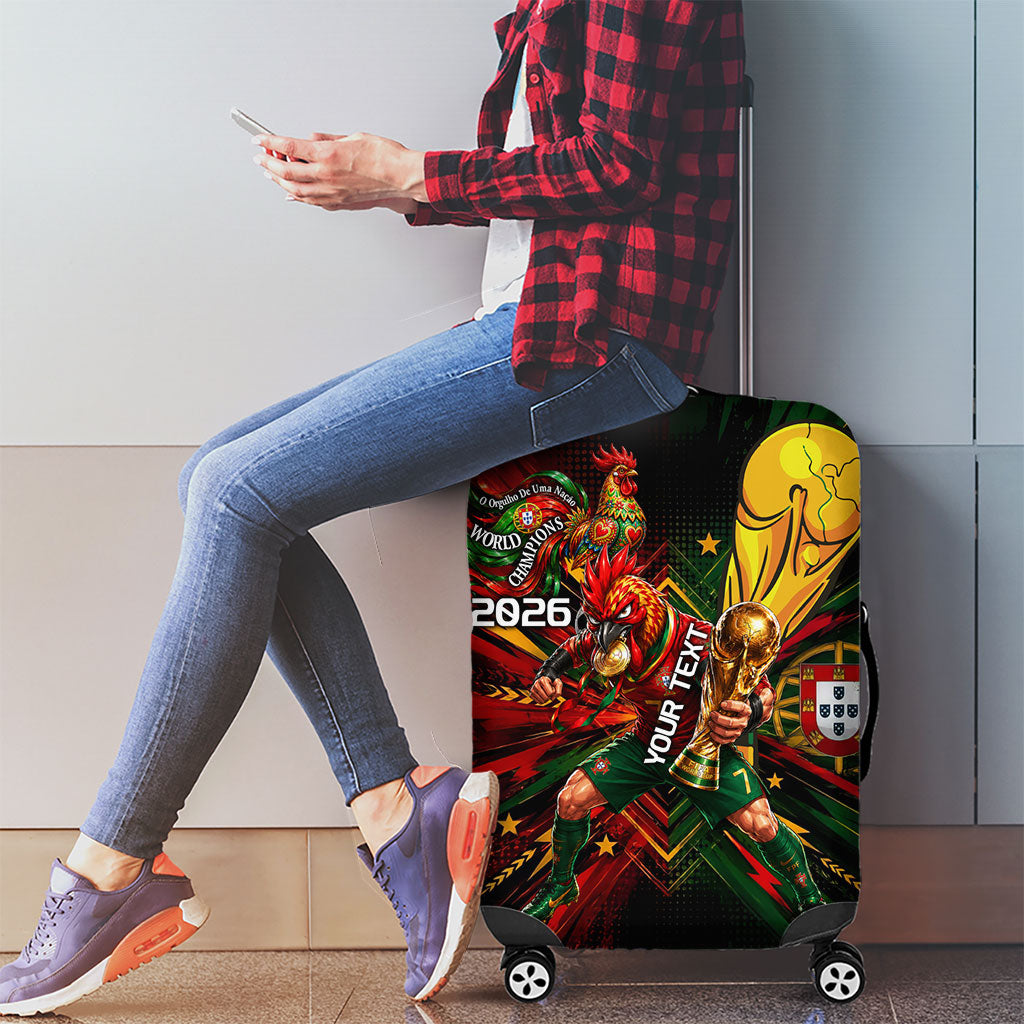 Personalized Portugal Football Champions 2026 Luggage Cover Rooster Mascot Comic Trophy Soccer Ball