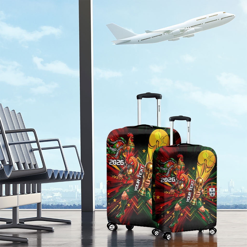 Personalized Portugal Football Champions 2026 Luggage Cover Rooster Mascot Comic Trophy Soccer Ball