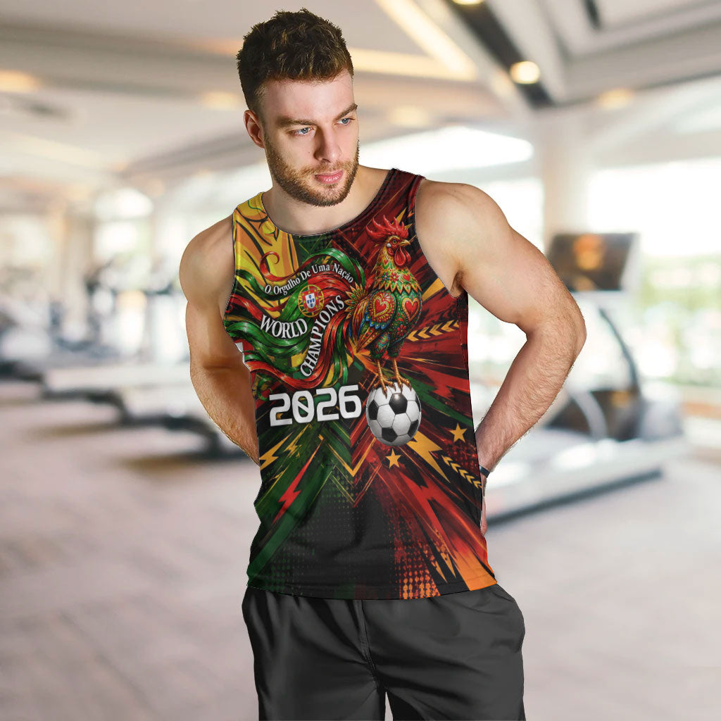 Personalized Portugal Football Champions 2026 Men Tank Top Rooster Mascot Comic Trophy Soccer Ball