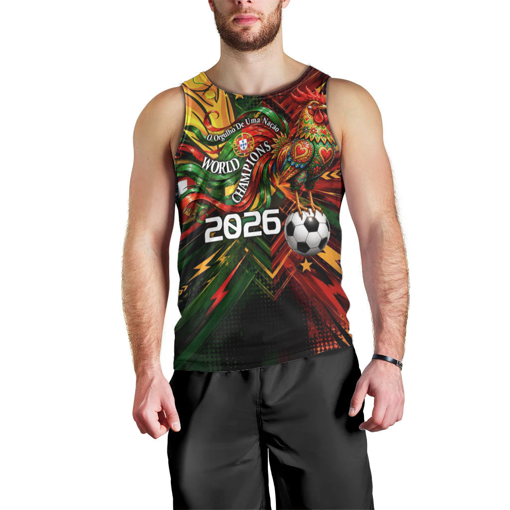 Personalized Portugal Football Champions 2026 Men Tank Top Rooster Mascot Comic Trophy Soccer Ball