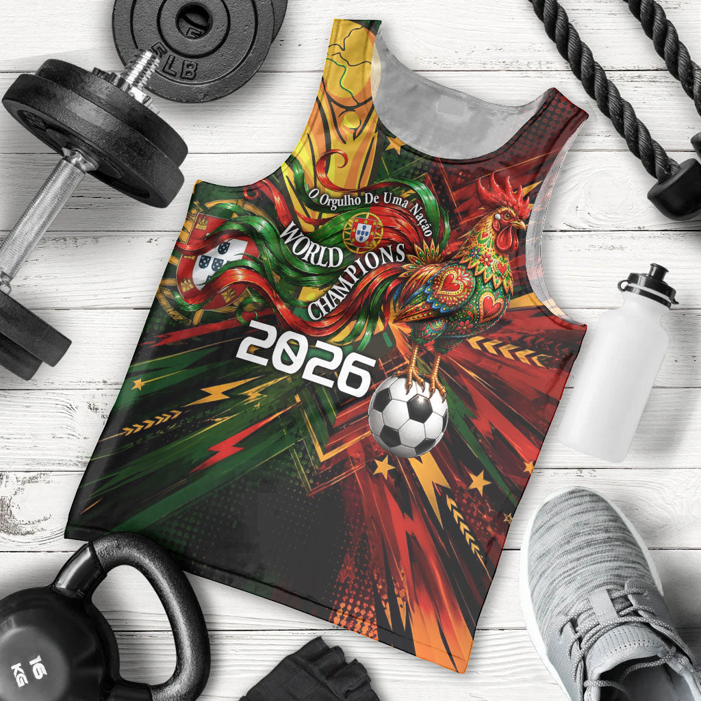 Personalized Portugal Football Champions 2026 Men Tank Top Rooster Mascot Comic Trophy Soccer Ball