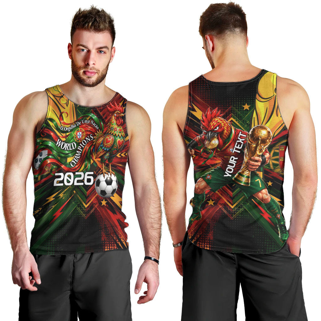 Personalized Portugal Football Champions 2026 Men Tank Top Rooster Mascot Comic Trophy Soccer Ball