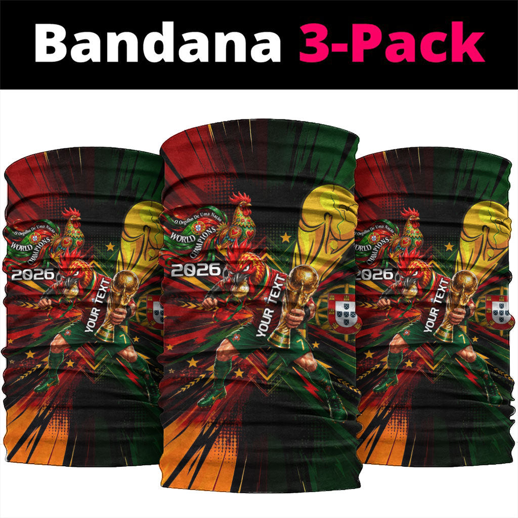 Personalized Portugal Football Champions 2026 Neck Gaiter Rooster Mascot Comic Trophy Soccer Ball