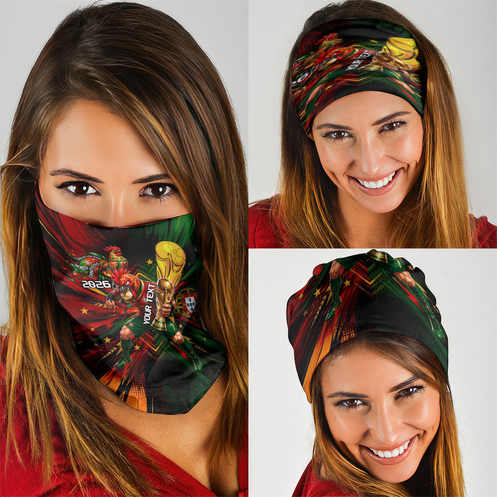 Personalized Portugal Football Champions 2026 Neck Gaiter Rooster Mascot Comic Trophy Soccer Ball