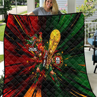 Personalized Portugal Football Champions 2026 Quilt Rooster Mascot Comic Trophy Soccer Ball