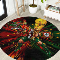 Personalized Portugal Football Champions 2026 Round Carpet Rooster Mascot Comic Trophy Soccer Ball