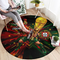 Personalized Portugal Football Champions 2026 Round Carpet Rooster Mascot Comic Trophy Soccer Ball