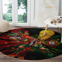 Personalized Portugal Football Champions 2026 Round Carpet Rooster Mascot Comic Trophy Soccer Ball