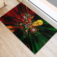 Personalized Portugal Football Champions 2026 Rubber Doormat Rooster Mascot Comic Trophy Soccer Ball