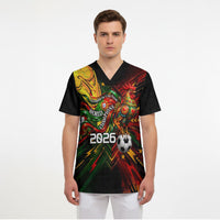 Personalized Portugal Football Champions 2026 Scrub Top Rooster Mascot Comic Trophy Soccer Ball