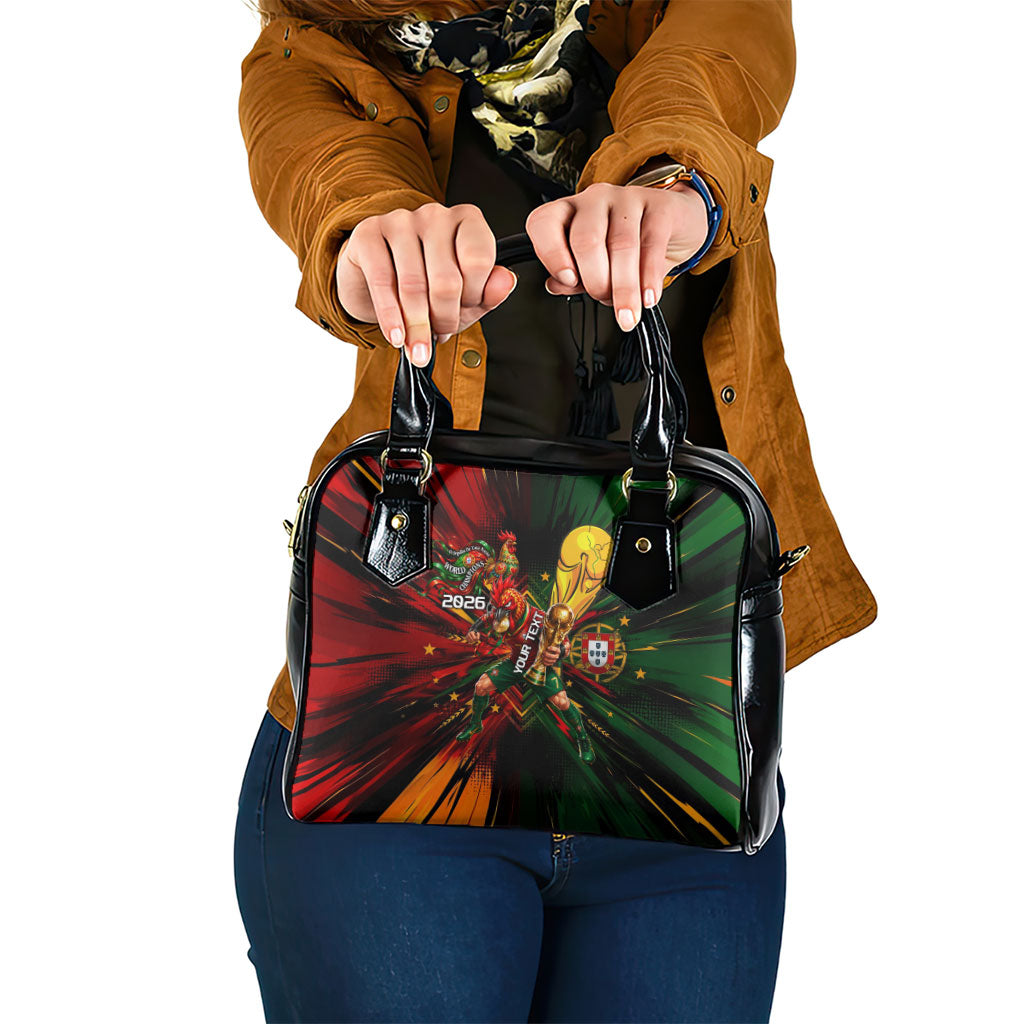Personalized Portugal Football Champions 2026 Shoulder Handbag Rooster Mascot Comic Trophy Soccer Ball