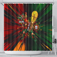 Personalized Portugal Football Champions 2026 Shower Curtain Rooster Mascot Comic Trophy Soccer Ball