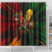 Personalized Portugal Football Champions 2026 Shower Curtain Rooster Mascot Comic Trophy Soccer Ball