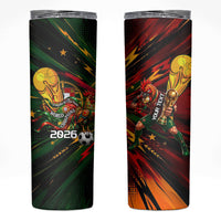 Personalized Portugal Football Champions 2026 Skinny Tumbler Rooster Mascot Comic Trophy Soccer Ball