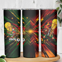 Personalized Portugal Football Champions 2026 Skinny Tumbler Rooster Mascot Comic Trophy Soccer Ball