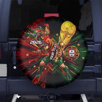 Personalized Portugal Football Champions 2026 Spare Tire Cover Rooster Mascot Comic Trophy Soccer Ball