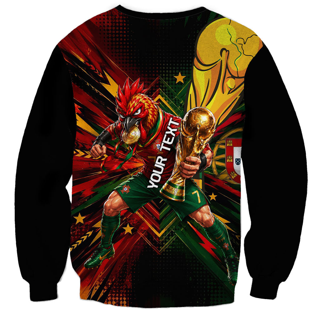 Personalized Portugal Football Champions 2026 Sweatshirt Rooster Mascot Comic Trophy Soccer Ball