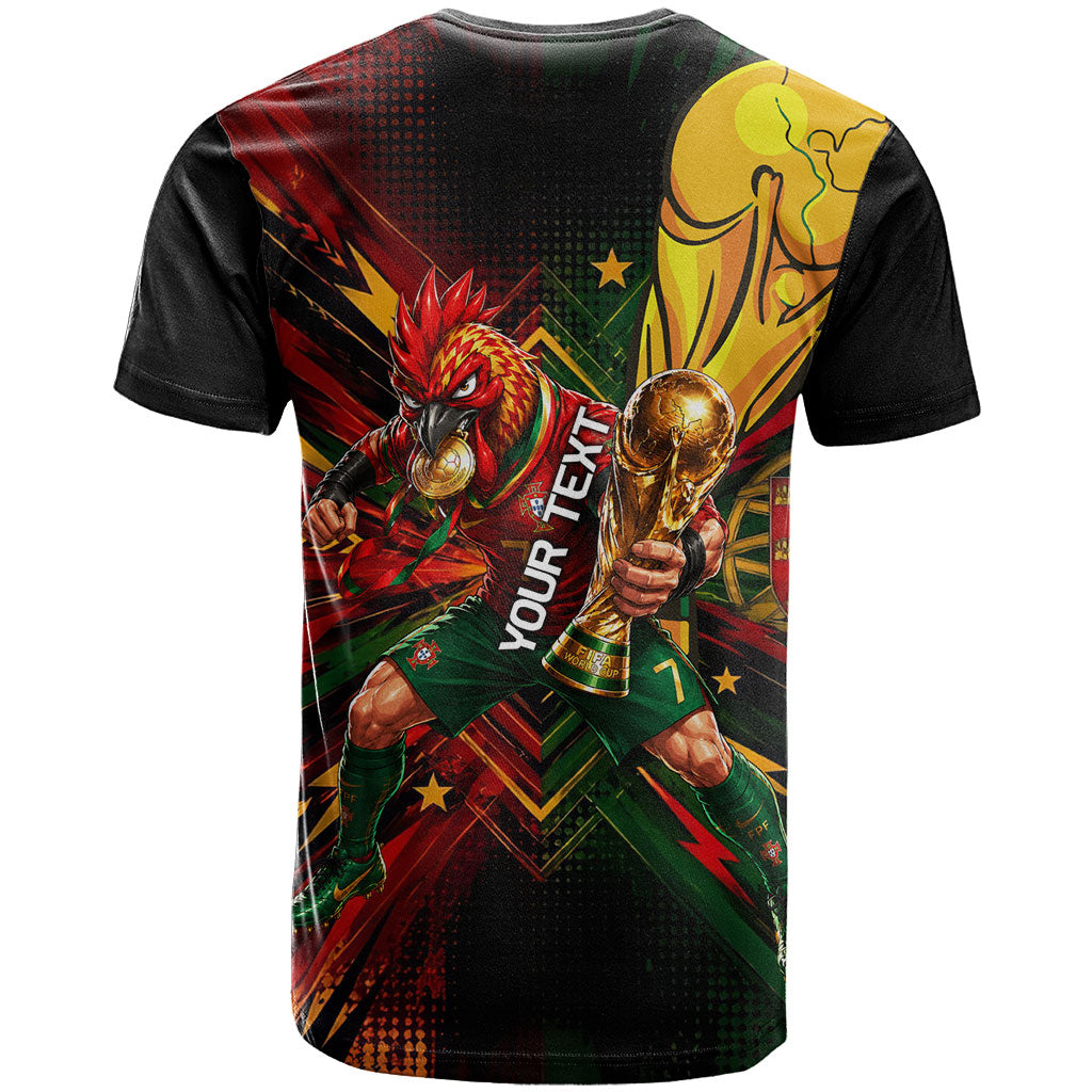 Personalized Portugal Football Champions 2026 T Shirt Rooster Mascot Comic Trophy Soccer Ball