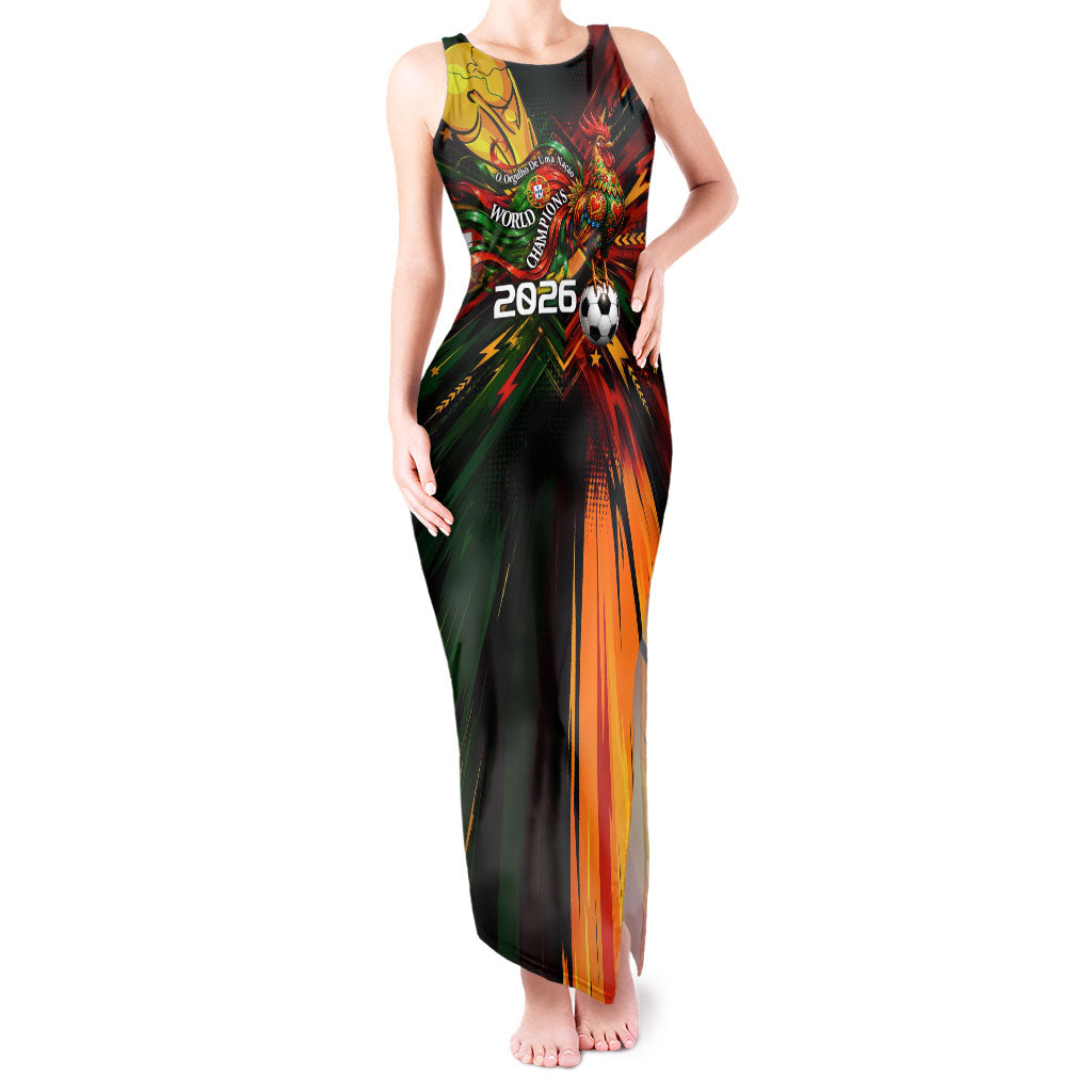 Personalized Portugal Football Champions 2026 Tank Maxi Dress Rooster Mascot Comic Trophy Soccer Ball