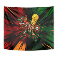 Personalized Portugal Football Champions 2026 Tapestry Rooster Mascot Comic Trophy Soccer Ball