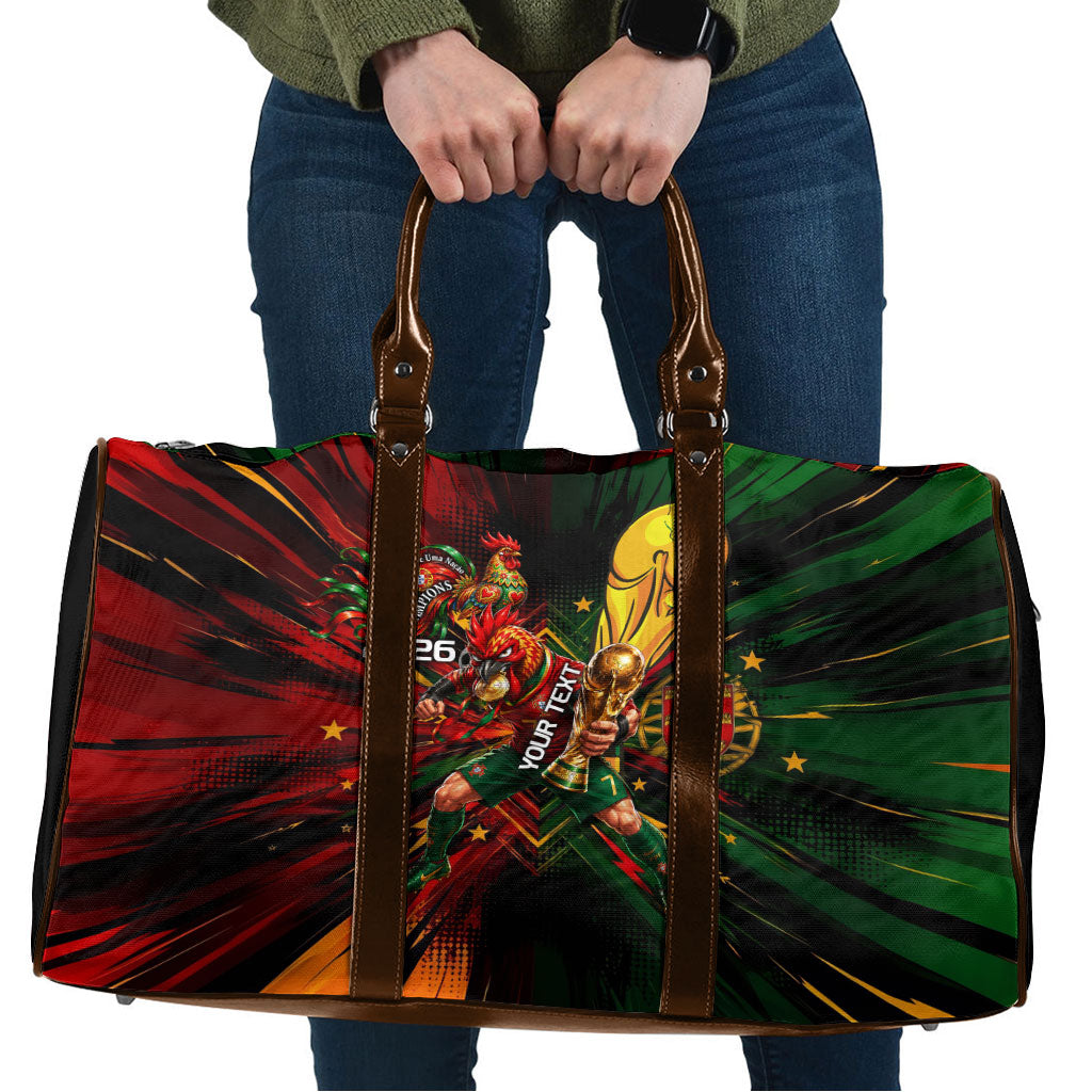 Personalized Portugal Football Champions 2026 Travel Bag Rooster Mascot Comic Trophy Soccer Ball