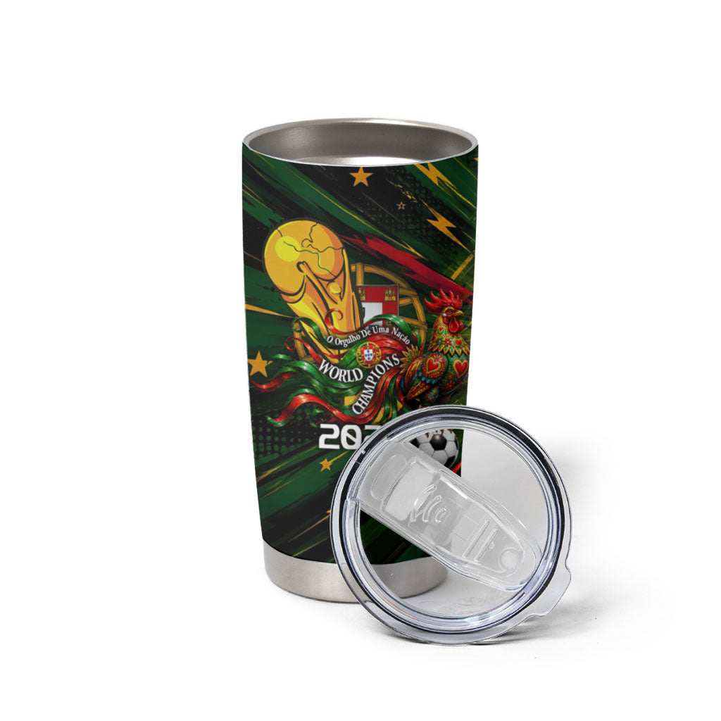 Personalized Portugal Football Champions 2026 Tumbler Cup Rooster Mascot Comic Trophy Soccer Ball