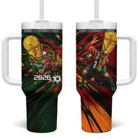 Personalized Portugal Football Champions 2026 Tumbler With Handle Rooster Mascot Comic Trophy Soccer Ball