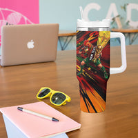 Personalized Portugal Football Champions 2026 Tumbler With Handle Rooster Mascot Comic Trophy Soccer Ball