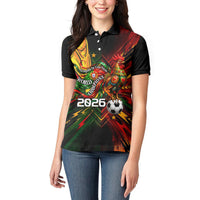Personalized Portugal Football Champions 2026 Women Polo Shirt Rooster Mascot Comic Trophy Soccer Ball