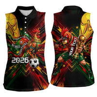 Personalized Portugal Football Champions 2026 Women Sleeveless Polo Shirt Rooster Mascot Comic Trophy Soccer Ball