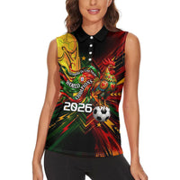 Personalized Portugal Football Champions 2026 Women Sleeveless Polo Shirt Rooster Mascot Comic Trophy Soccer Ball