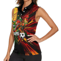 Personalized Portugal Football Champions 2026 Women Sleeveless Polo Shirt Rooster Mascot Comic Trophy Soccer Ball