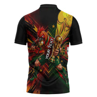 Personalized Portugal Football Champions 2026 Zipper Polo Shirt Rooster Mascot Comic Trophy Soccer Ball