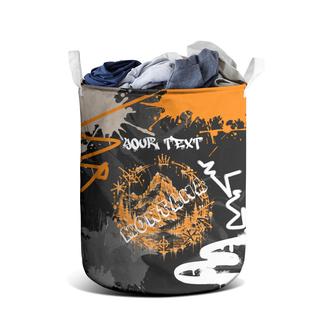 Personalized Montana Glacier National Park Laundry Basket Urban Graffiti Street Art Paint Splatter