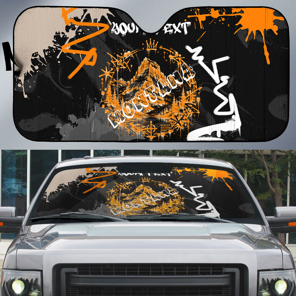 Personalized Montana Glacier National Park Auto Sun Shade Urban Graffiti Street Art Paint Splatter