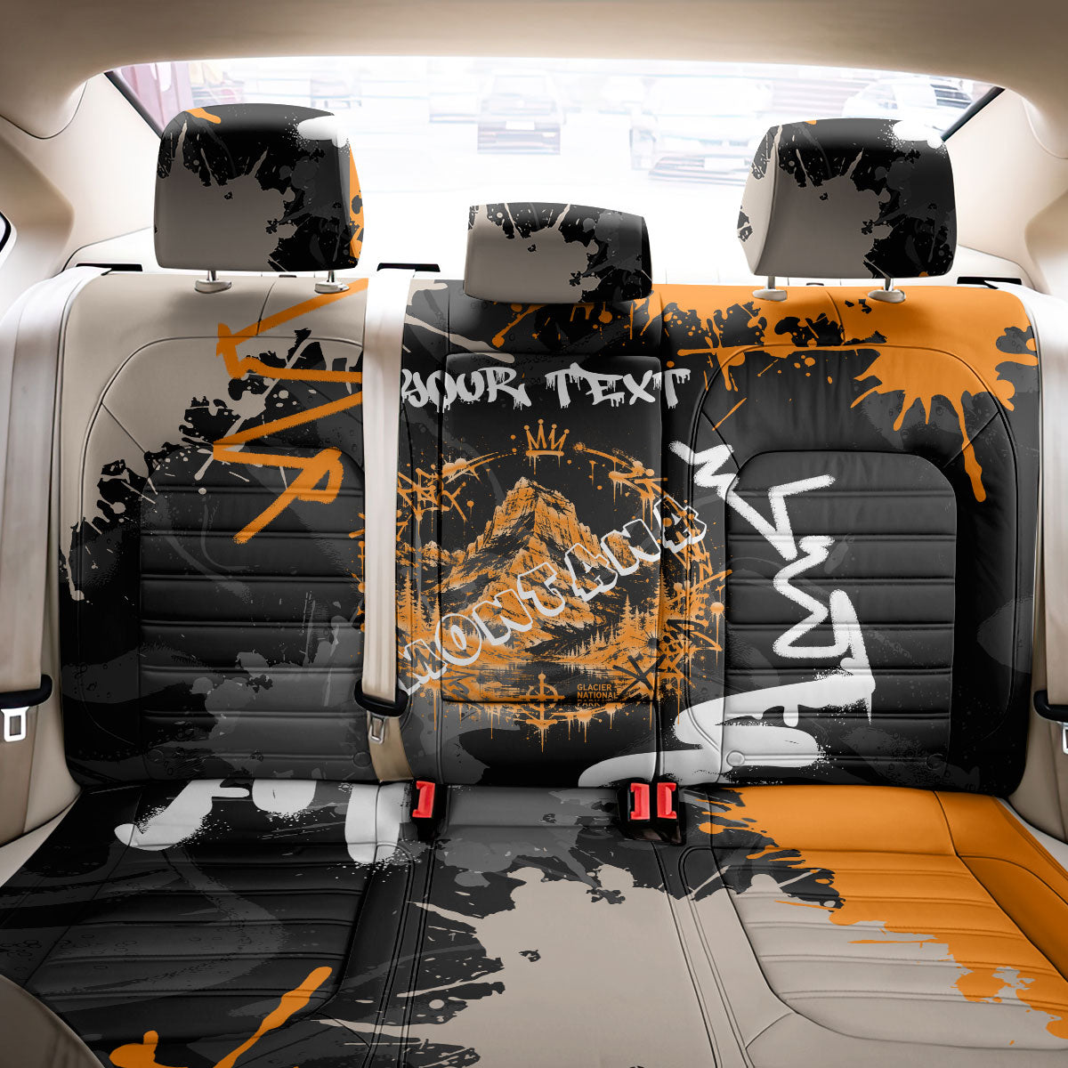 Personalized Montana Glacier National Park Back Car Seat Cover Urban Graffiti Street Art Paint Splatter