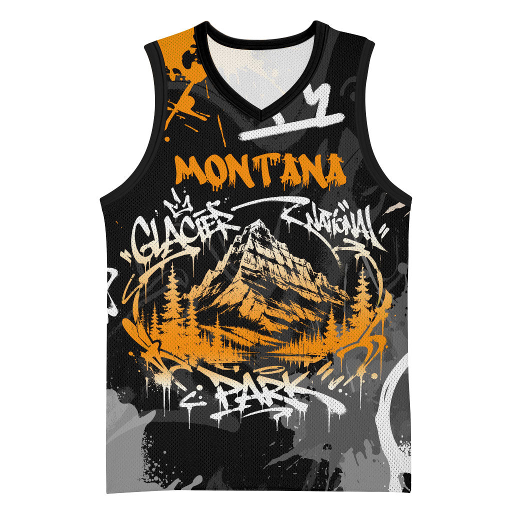 Personalized Montana Glacier National Park Basketball Jersey Urban Graffiti Street Art Paint Splatter