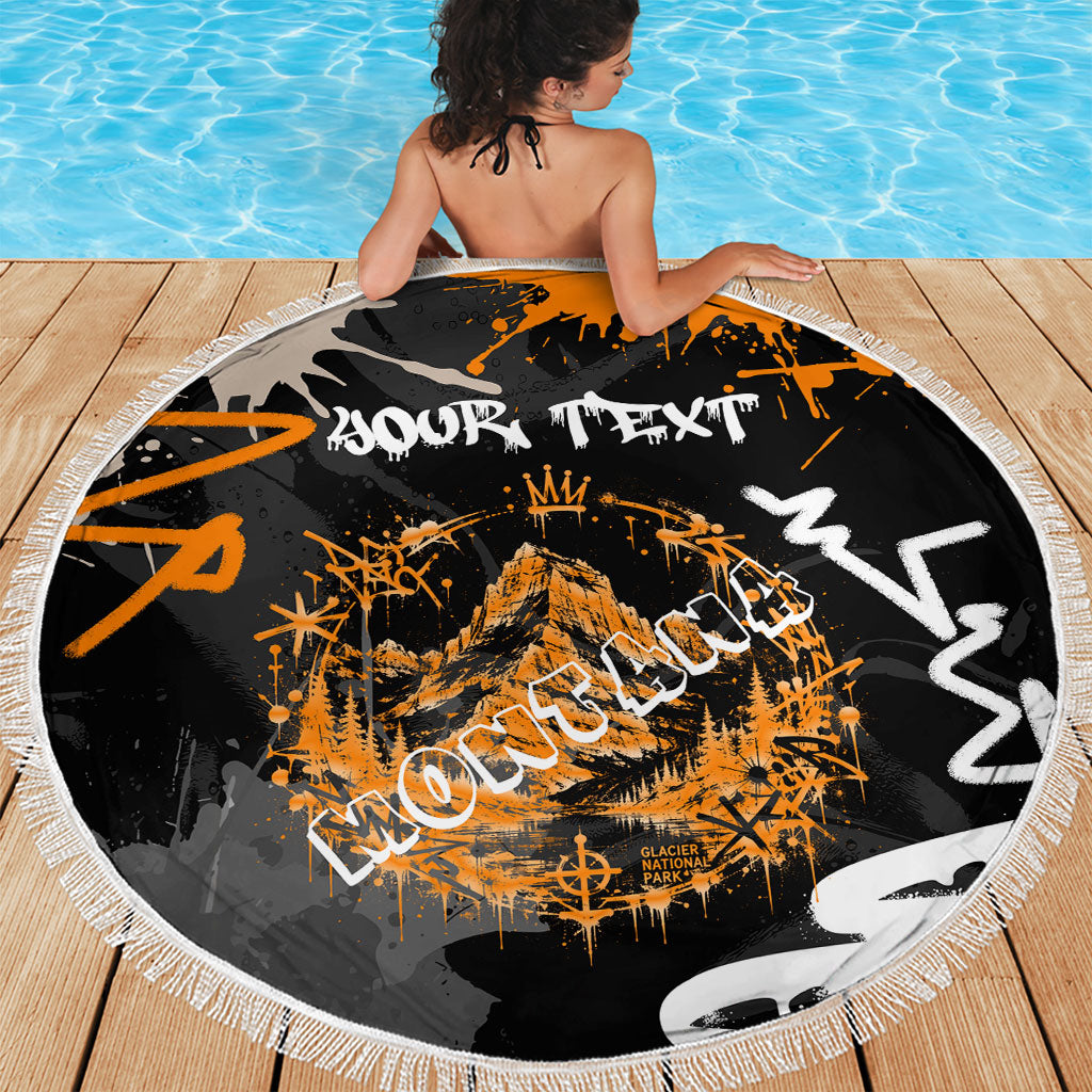 Personalized Montana Glacier National Park Beach Blanket Urban Graffiti Street Art Paint Splatter