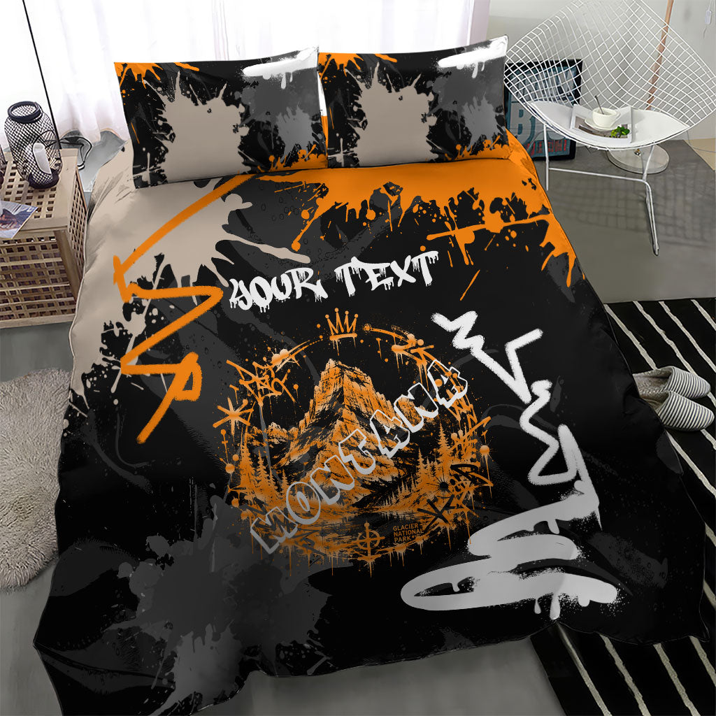 Personalized Montana Glacier National Park Bedding Set Urban Graffiti Street Art Paint Splatter