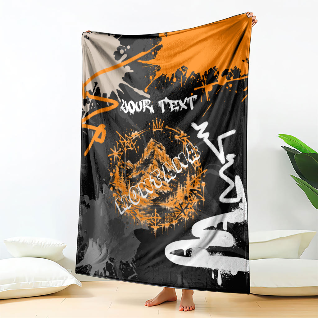 Personalized Montana Glacier National Park Blanket Urban Graffiti Street Art Paint Splatter