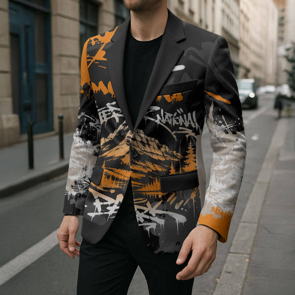 Personalized Montana Glacier National Park Blazer Urban Graffiti Street Art Paint Splatter
