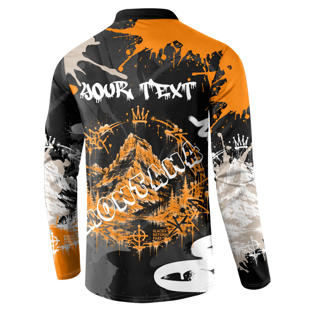 Personalized Montana Glacier National Park Button Sweatshirt Urban Graffiti Street Art Paint Splatter
