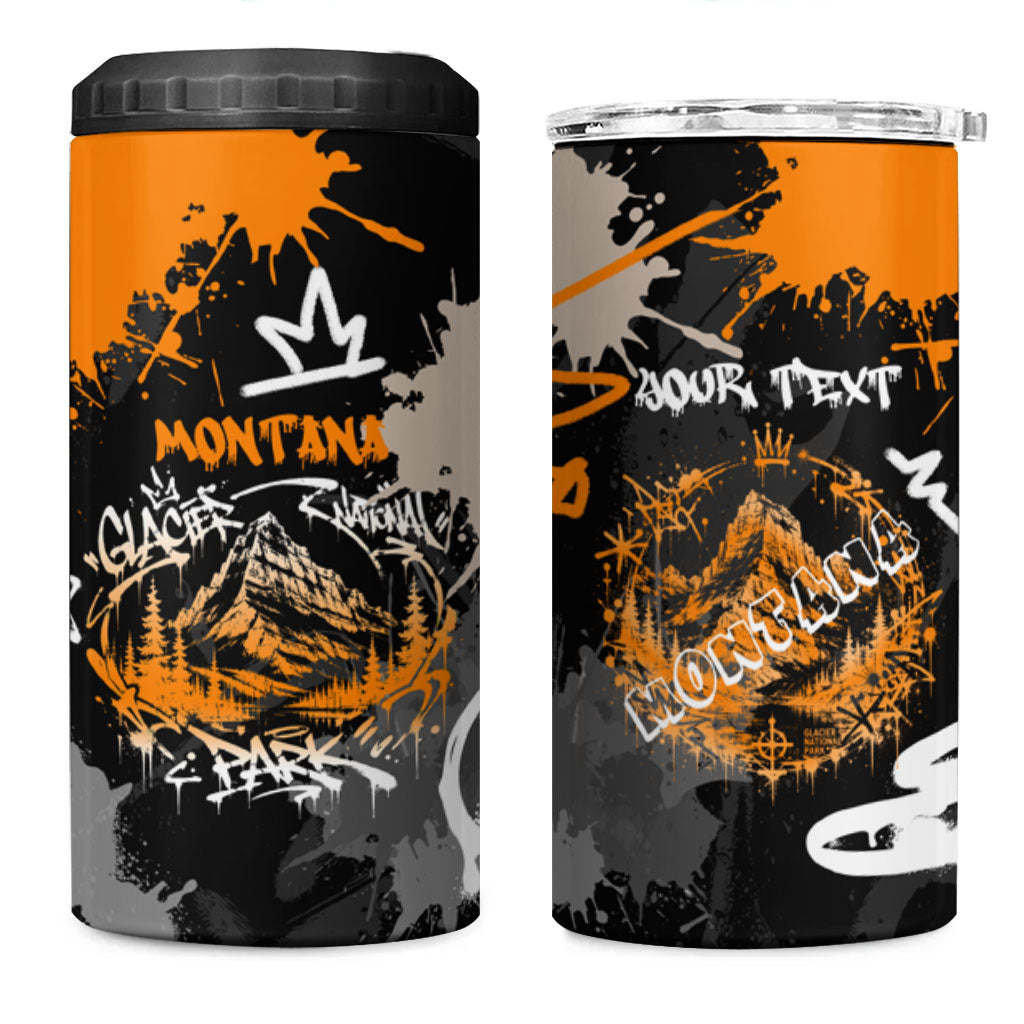 Personalized Montana Glacier National Park 4 in 1 Can Cooler Tumbler Urban Graffiti Street Art Paint Splatter