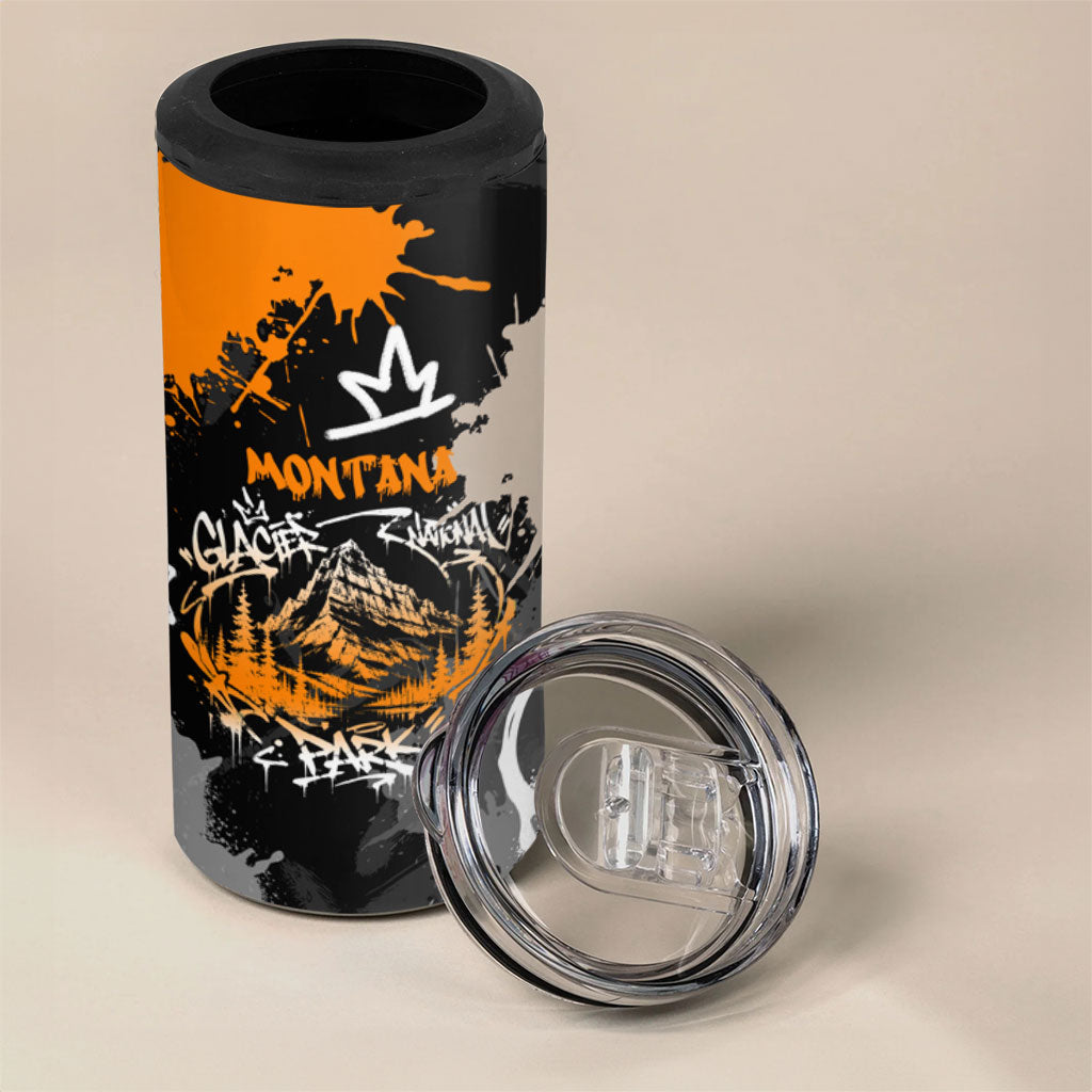 Personalized Montana Glacier National Park 4 in 1 Can Cooler Tumbler Urban Graffiti Street Art Paint Splatter
