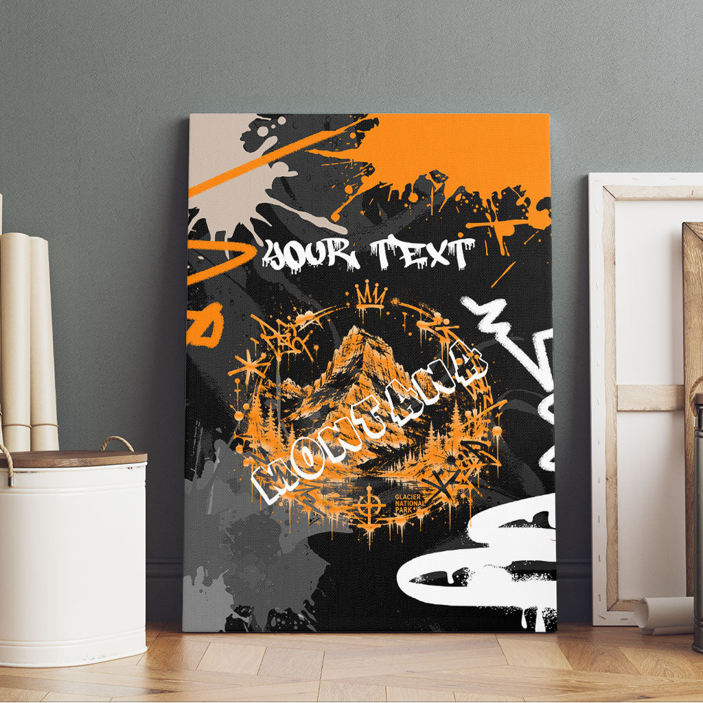 Personalized Montana Glacier National Park Canvas Wall Art Urban Graffiti Street Art Paint Splatter