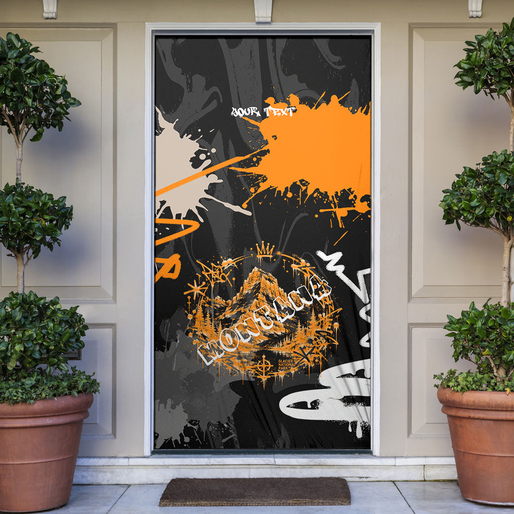 Personalized Montana Glacier National Park Door Cover Urban Graffiti Street Art Paint Splatter