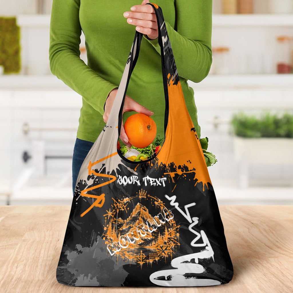 Personalized Montana Glacier National Park Grocery Bag Urban Graffiti Street Art Paint Splatter